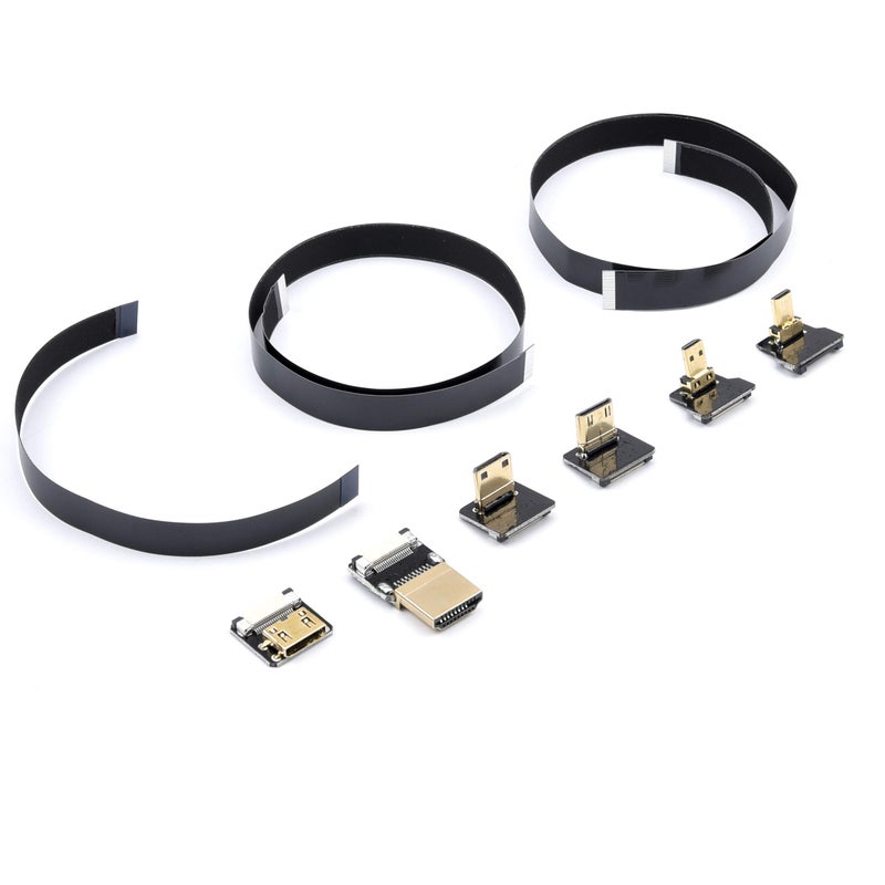 FPVKing FPV for HDMI-compatible Flat Ribbon Cable with Standard, Mini and Micro Connectors Bundle Set for Multicopter Aerial Photography - Image 1